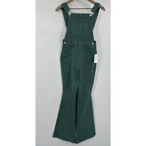 Pacsun Denim Bib Overalls Junior 25 Green Bell Bottom Flare Boho Coachella Rare